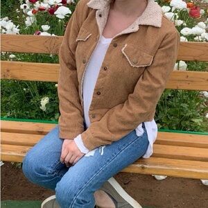 Faux corduroy fleece lined coat